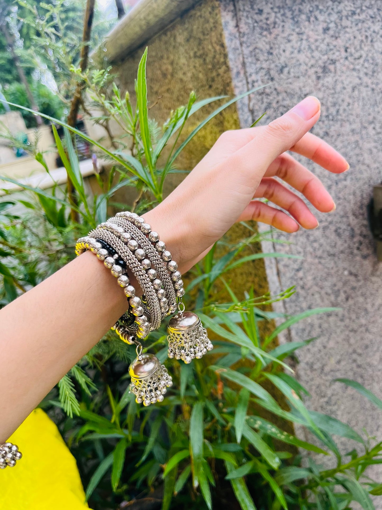 Oxidised bangle bracelet + jhumka