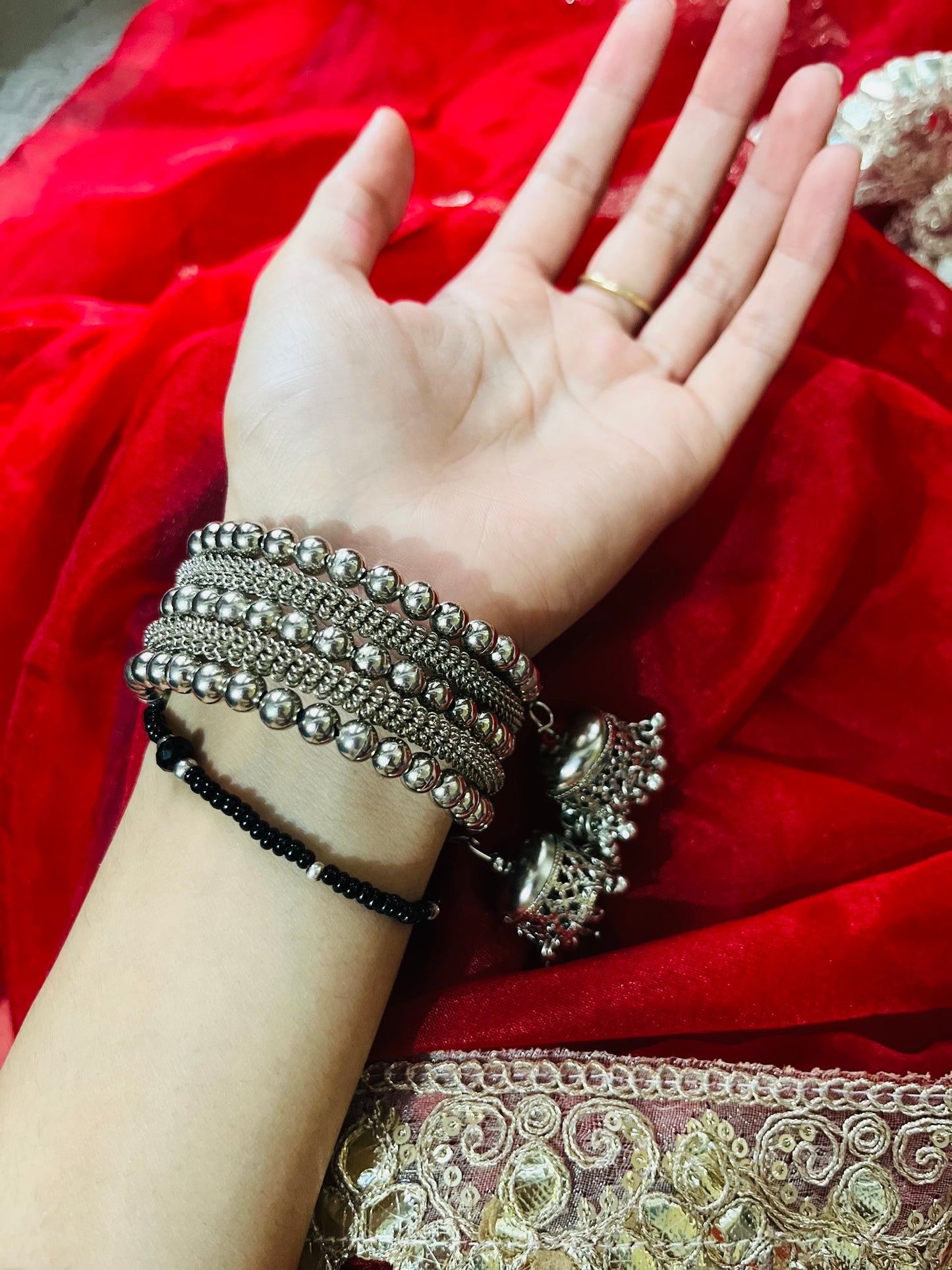 Oxidised bangle bracelet + jhumka
