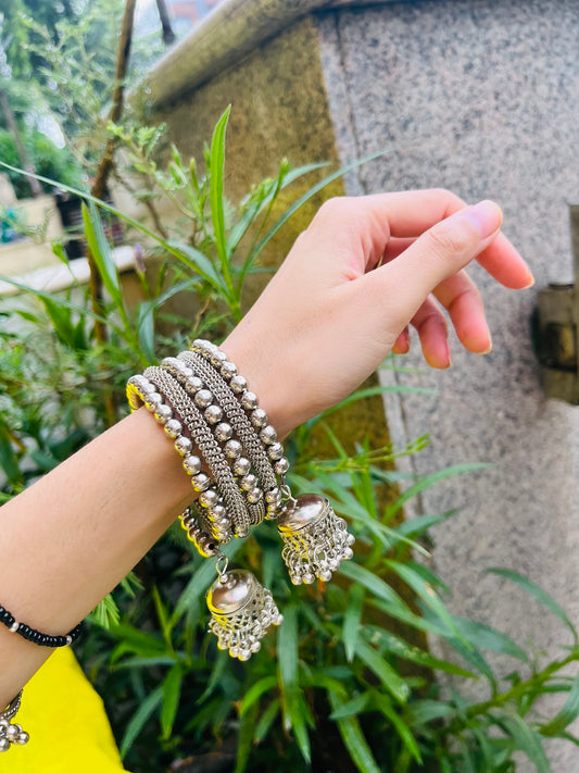 Oxidised bangle bracelet + jhumka